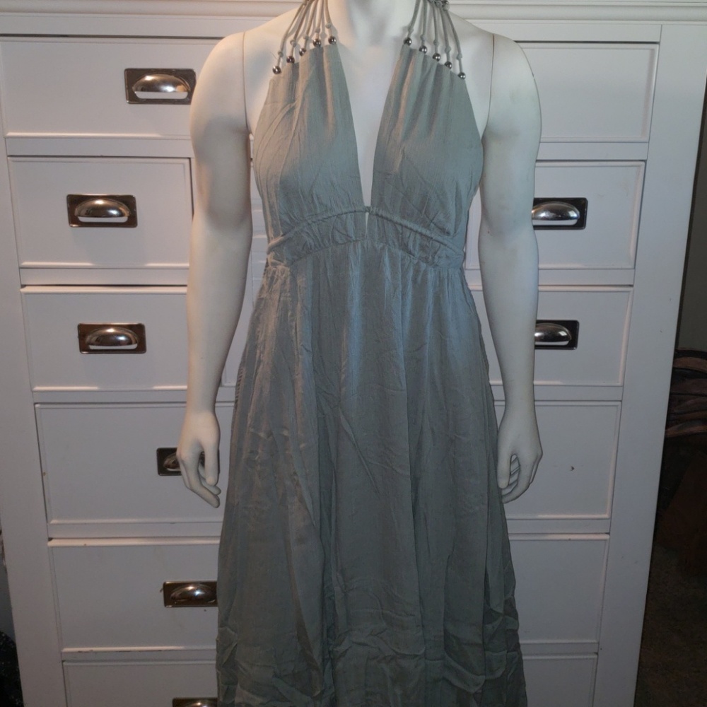 Olive green high low dress.